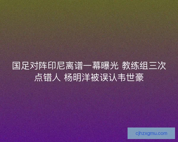 国足对阵印尼离谱一幕曝光 教练组三次点错人 杨明洋被误认韦世豪