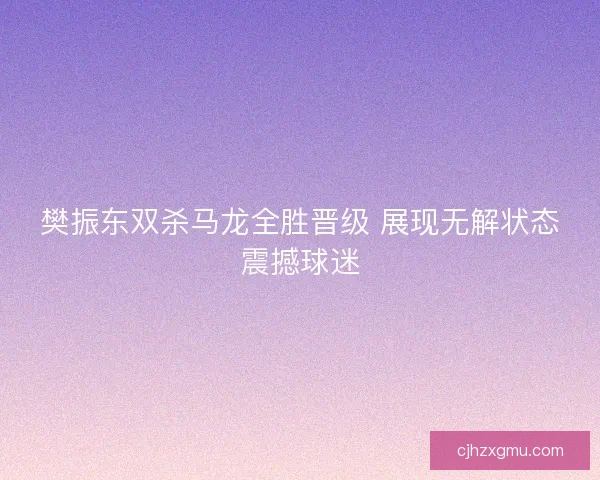 樊振东双杀马龙全胜晋级 展现无解状态震撼球迷