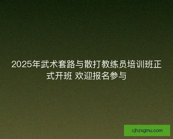 2025年武术套路与散打教练员培训班正式开班 欢迎报名参与