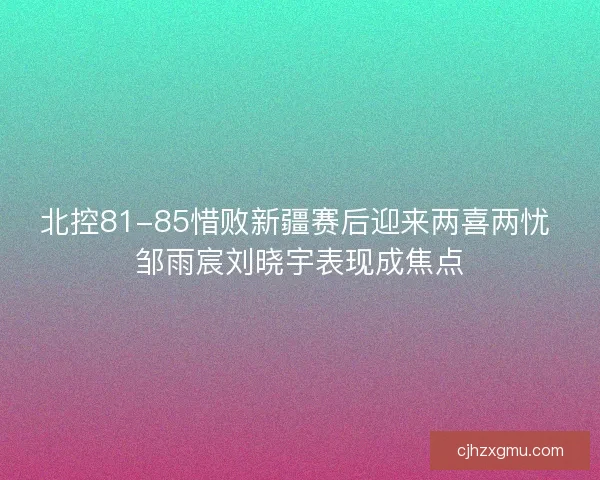 北控81-85惜败新疆赛后迎来两喜两忧 邹雨宸刘晓宇表现成焦点 北控81-85惜败新疆赛后迎来两喜两忧 邹雨宸刘晓宇表现成焦点