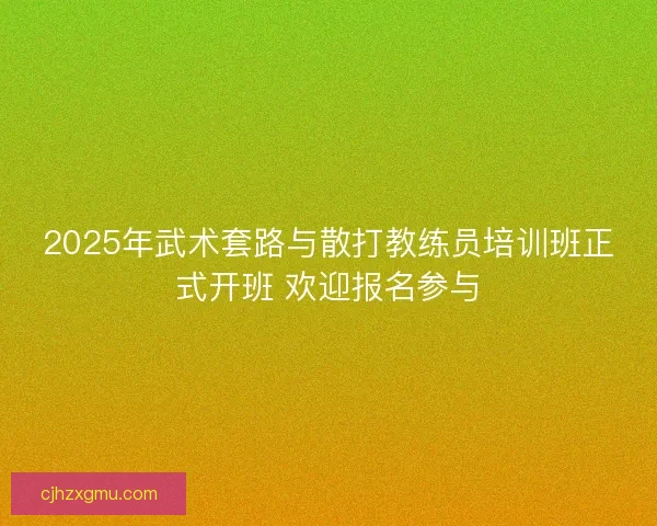 2025年武术套路与散打教练员培训班正式开班 欢迎报名参与
