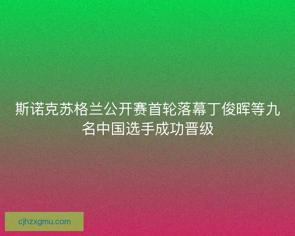 斯诺克苏格兰公开赛首轮落幕丁俊晖等九名中国选手成功晋级